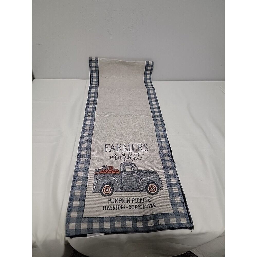 Farmers Market Pumpkin Picking Harvest Corn Maze Fall Table Runner 67"